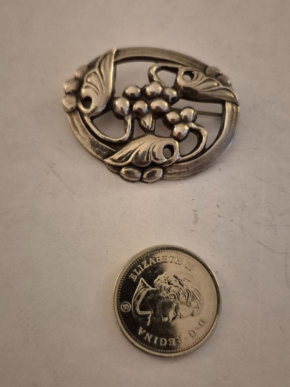 Vintage 1940s Coro Norseland Sterling Silver Moonlight Grapes Brooch Pin